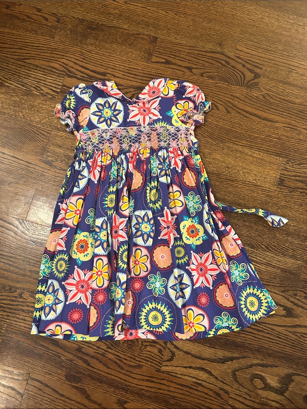 marmellata Navy Floral Smocked Summer Dress
